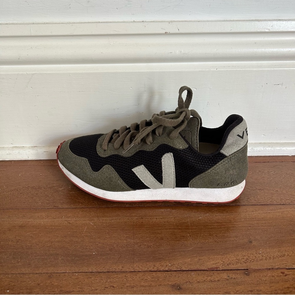 Veja Black and Olive Sneakers - Picture 4 of 12